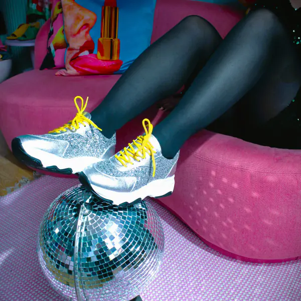 Poppy sneaker, silver glitter