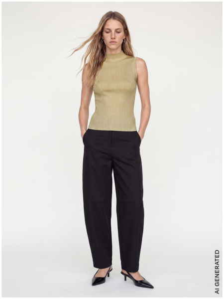 Imanja high neck knit top, gold