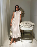 Pliseerattu mekko, beige