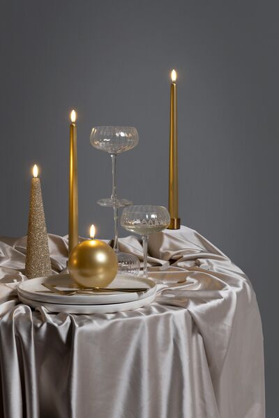 Led round candle 10cm, gold