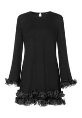 Dress with big ruffle, black