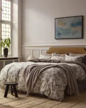 Tree print single duvet, taupe beige