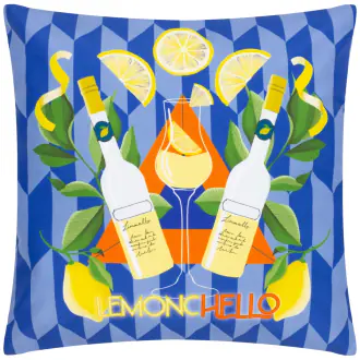 Limoncello abstract outdoor cushion 43x43, blue