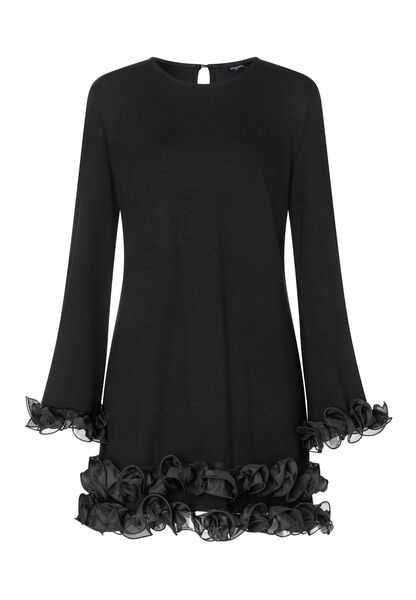 Dress with big ruffle, black
