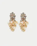 Leaf big stone earrings, beige