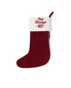 Happy holidays organic cotton velvet stocking, red/white