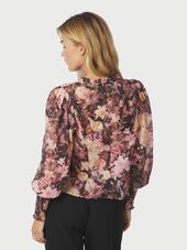 Gilda big flower blouse, black