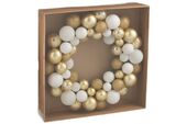 Wreath Christmas baubles plastic, white/gold colored