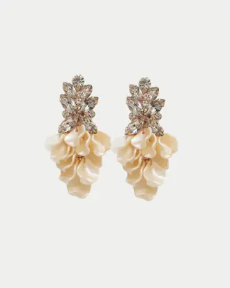 Leaf big stone earrings, beige
