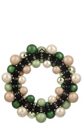 Wreath Christmas baubles plastic, mint green/ecru