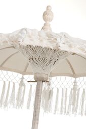 Parasol with tassel, cream/silver