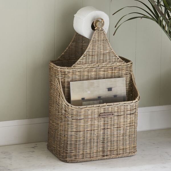 Rustic rattan mylan toilet roll holder