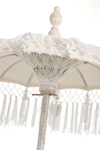 Parasol with tassel, cream/silver
