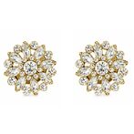 Crystal flower button covers, gold