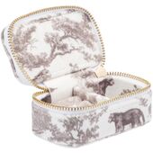 Velvet jewellery box micro, warm taupe savannah pattern
