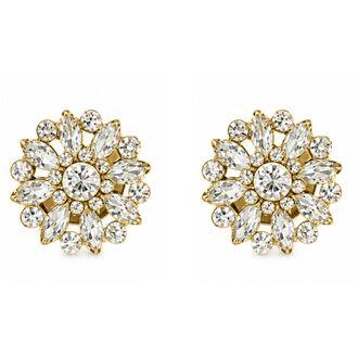 Crystal flower button covers, gold