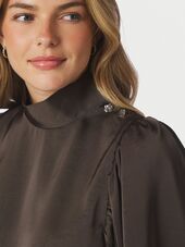 Parisa heavy sateen blouse, dark brown