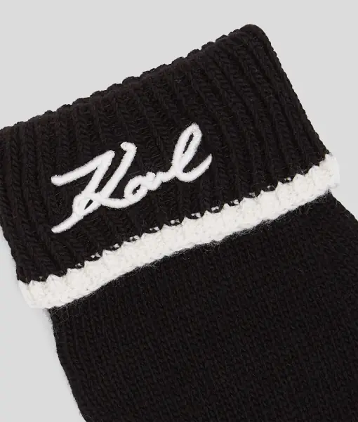 K/Signature knit gloves, black/white