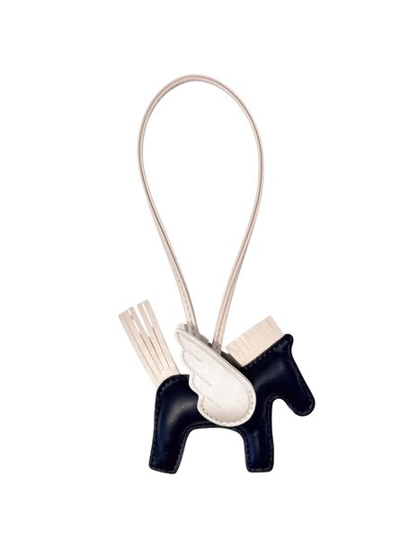 Pony bag charm, navy blue/sand