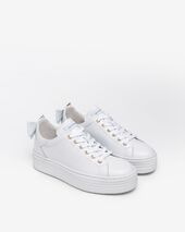 Leather sneakers with bow, white