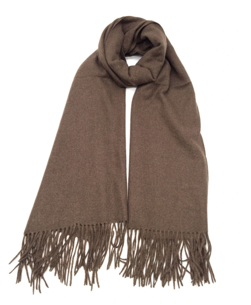 Scarf blended with cashmere, dark brown