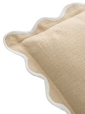 Cushion scalloped 45x45, beige/white