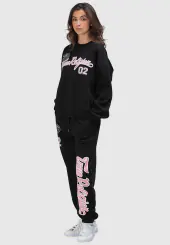 Embroidered BF Pullover Crewneck, Jet Black