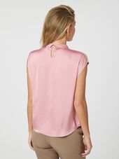 Fleur drapy satin blouse, light pink