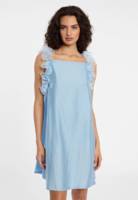Frill dress, blue