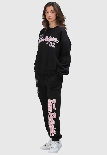 Embroidered BF Pullover Crewneck, Jet Black