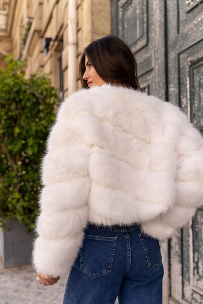 Paula faux fur jacket, blanc