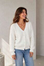 Cashmere blend cardigan, white