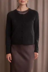 Katie long sleeve cashmere cardigan, black
