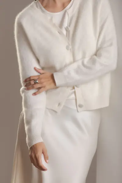 Karla twin set cashmere cardigan, cream