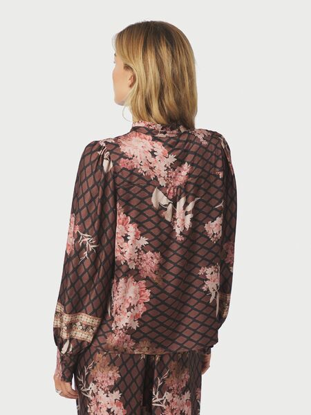Massima botanical border blouse, black