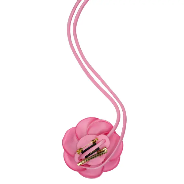 Satin rose brooch, bubblegum pink