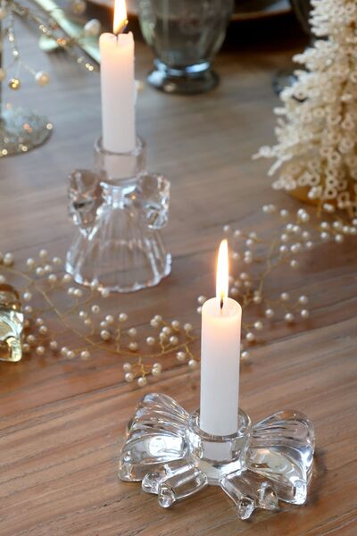 Candlestick with bow, clear