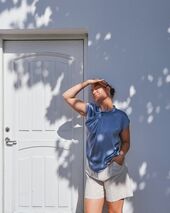 Fleur drapy satin blouse, dusty blue