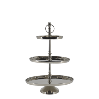Etagere with 3 oval trays, silver
