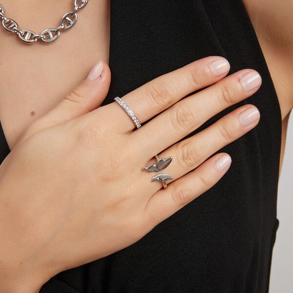 Celine crystal ring, clear steel