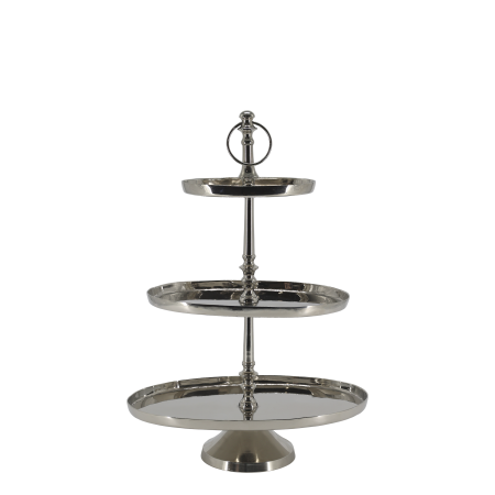 Etagere with 3 oval trays, silver