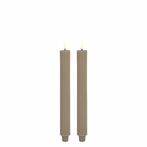 Led taper candle grooved 2pcs, sandstone