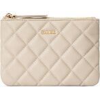 Leather quilted pouch small, sand
