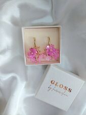 Berry earrings, gold/pink