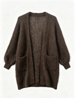 Mohair cardigan with pockets, chocolate