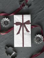 Rosett napkin, white/red
