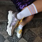 Poppy sneaker, silver glitter