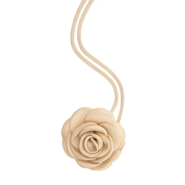 Satin rose brooch, champagne