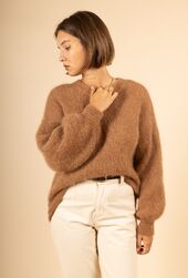 Roundneck mohair sweater, camel