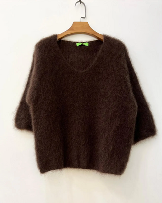 Solid mohair sweater, dark maroon